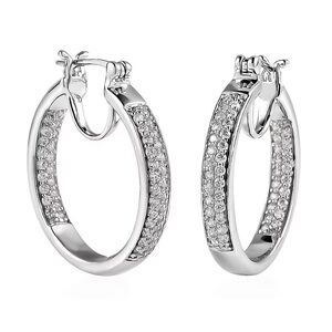 🗽Elegant Simulated Diamond Hoop Earrings in Platinum Bond 2.65 ctw